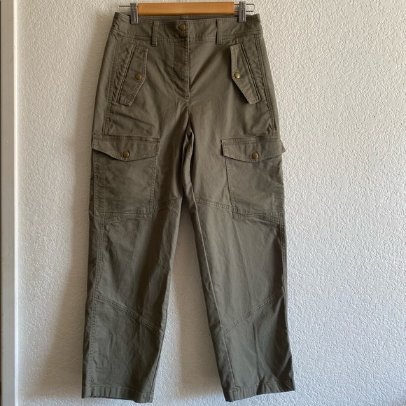 J. Crew Olive Green Cargo Pants High Rise Straight - Picture 1 of 9